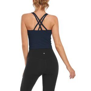 NWT HeyNuts Essential Longline Wirefree Sports Bra Removable Pads Women's L Navy